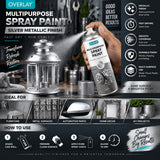 2X Overlay Silver Metallic 400ml Professional Spray Paint