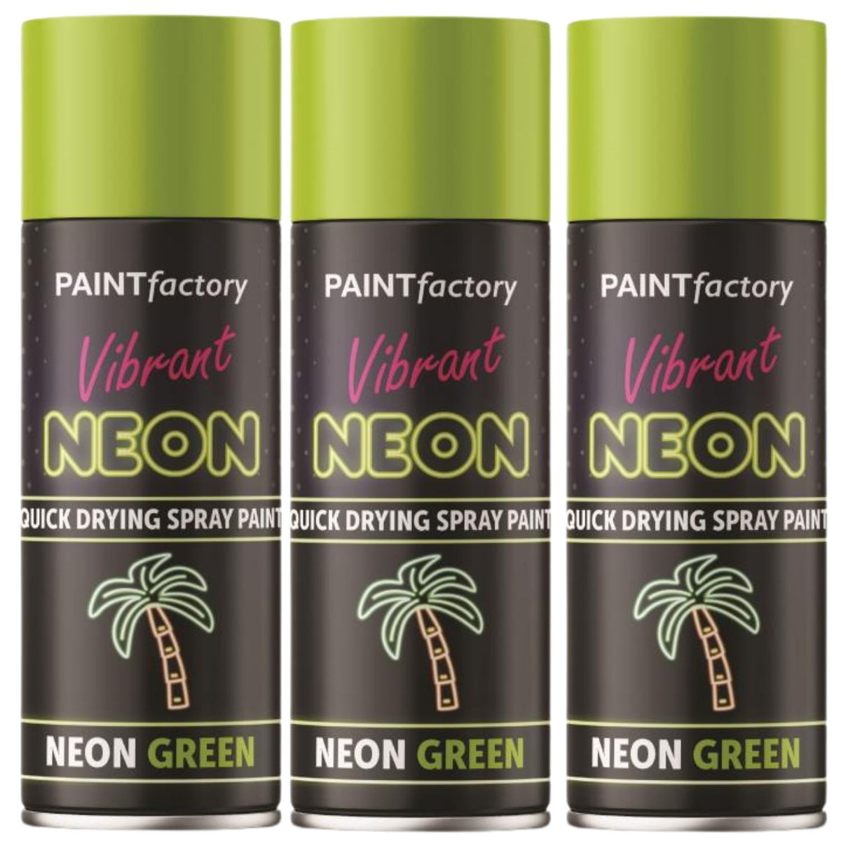 3X Paint Factory Fluorescent Neon Green Spray Paint 200ml