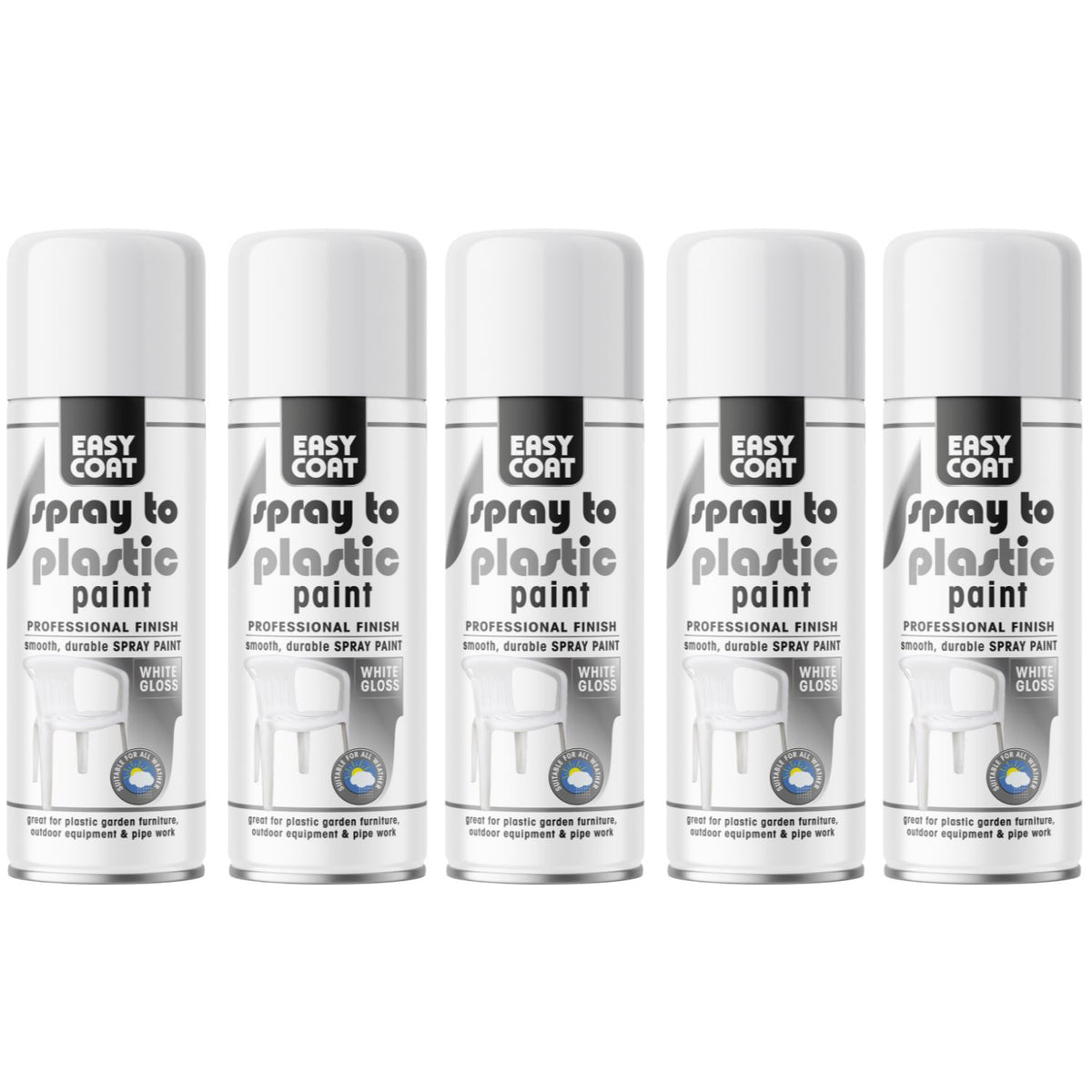 5X 151 White Gloss Plastic Spray Paint 400ml