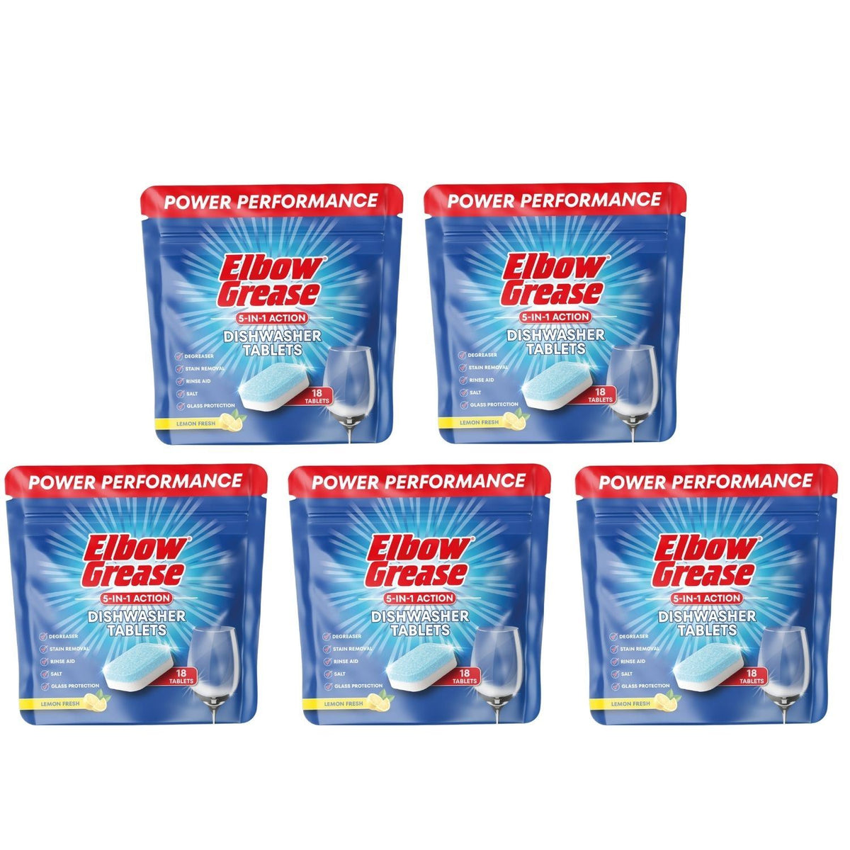 5X - Elbow Grease Dishwasher Tablets 18Pk