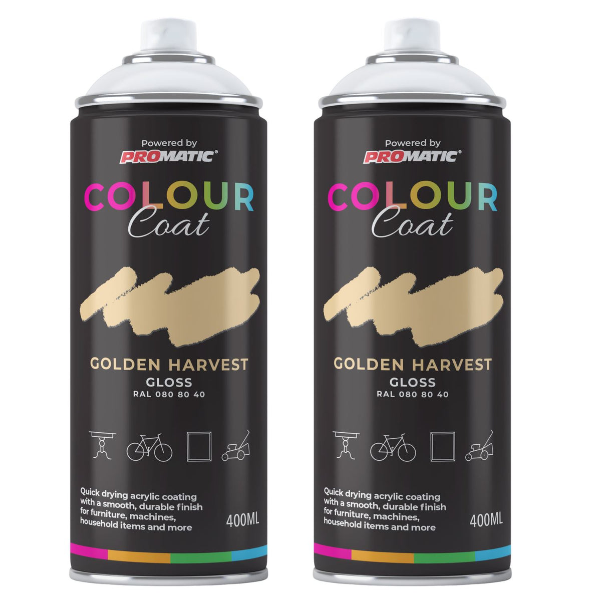 2X Golden Harvest RAL 080 80 40 Satin Spray Paint 400ml