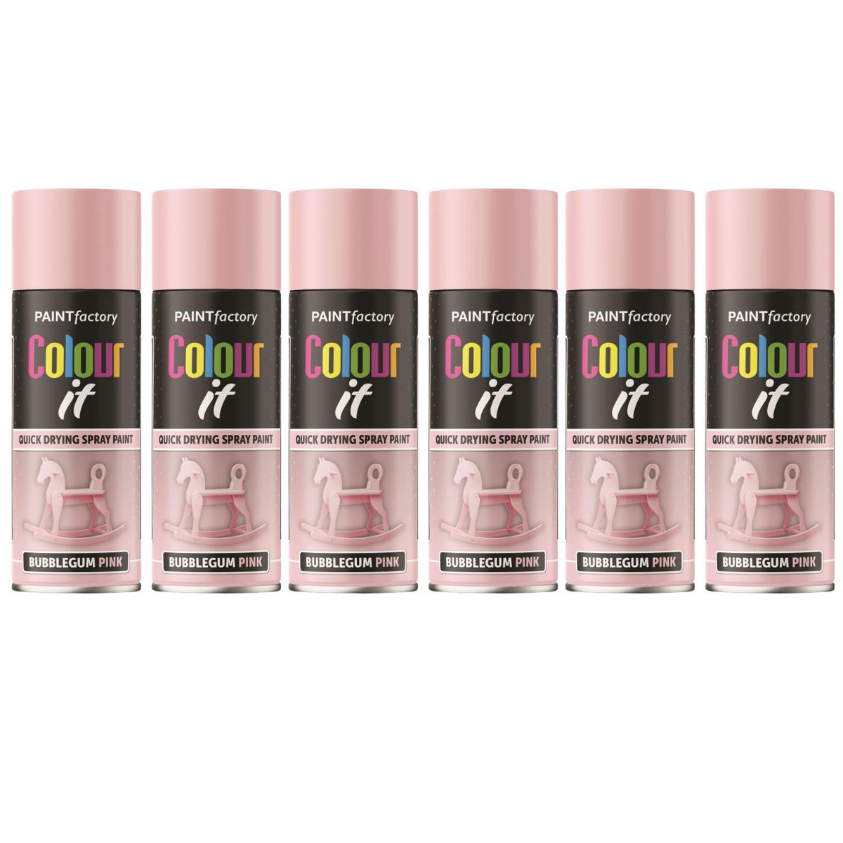 6X Paint Factory Bubblegum Pink Gloss Spray Paint 400ml