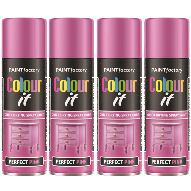 4X Paint Factory Pink Gloss Spray Paint 250ml