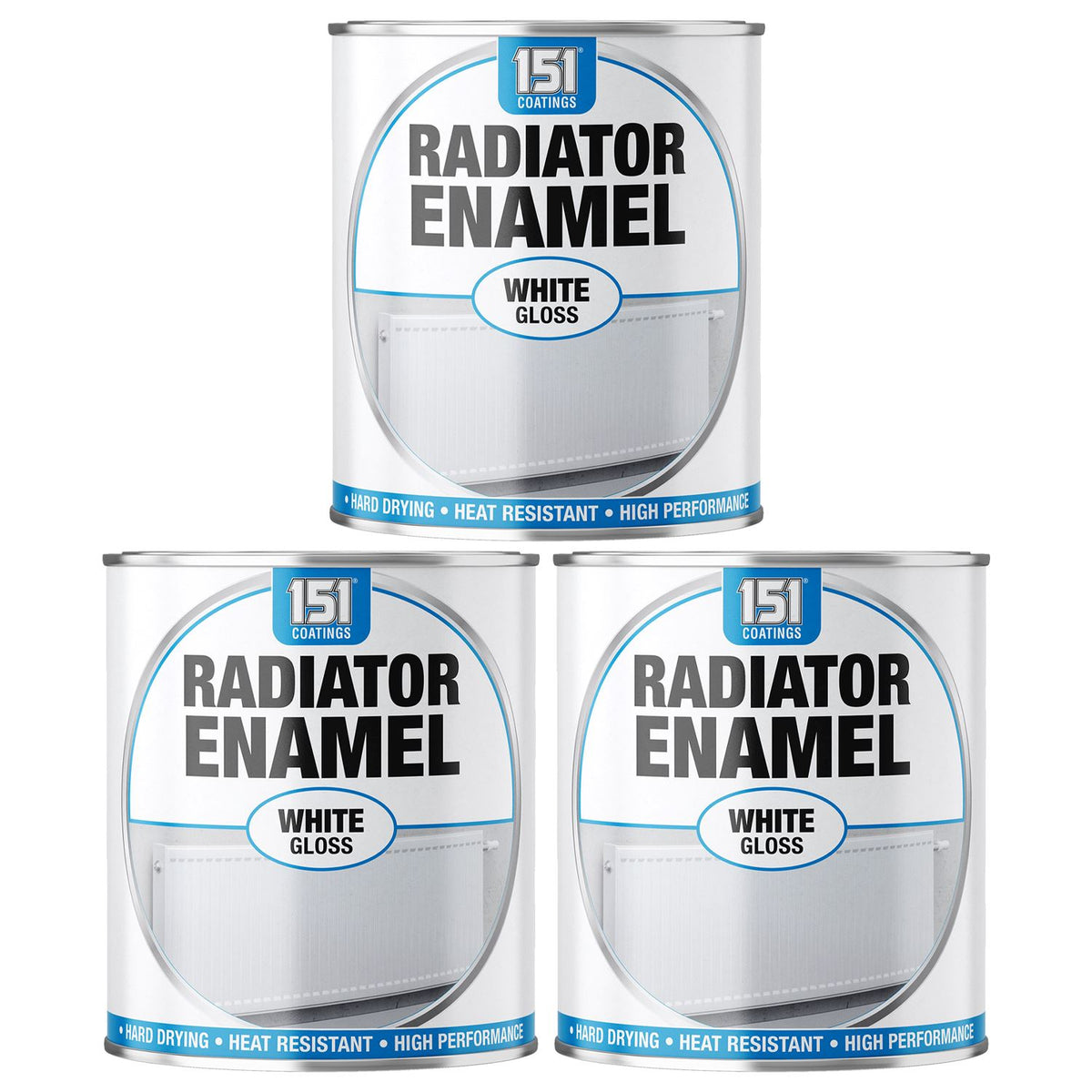 3X Radiator Enamel White Gloss Paint 300ml Tin Paint