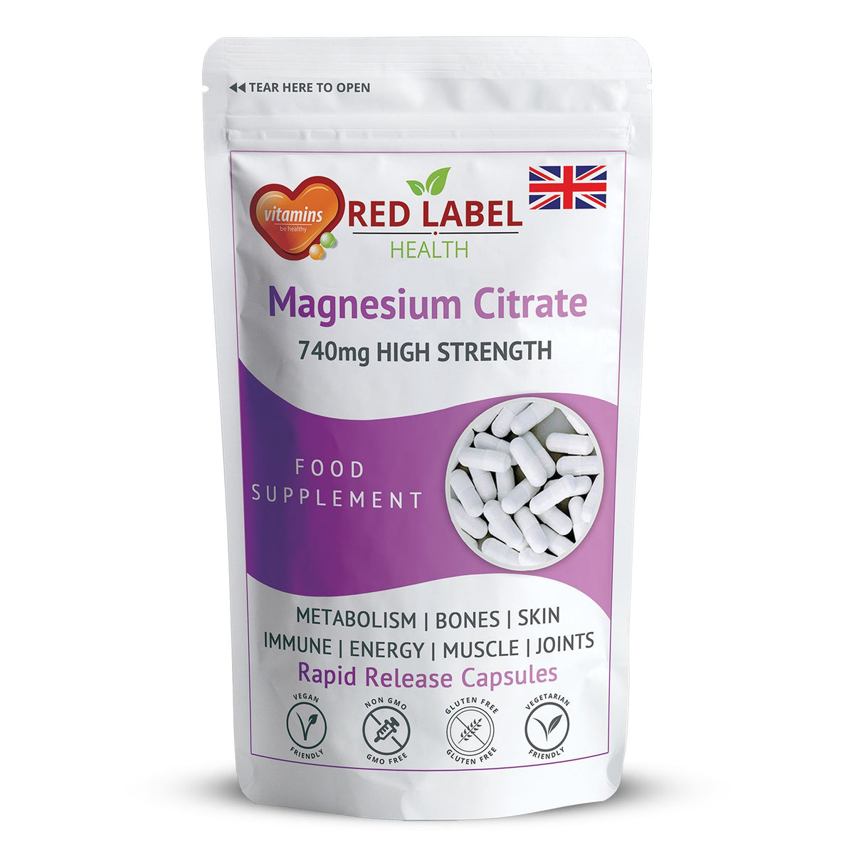Magnesium Citrate 740mg - 365 Capsules High Strength Fatigue & PMS
