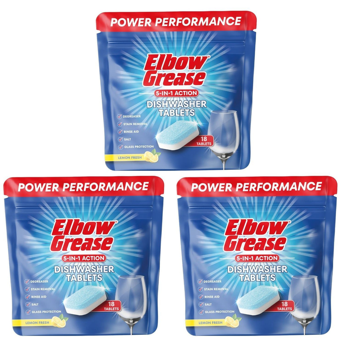 3X - Elbow Grease Dishwasher Tablets 18Pk