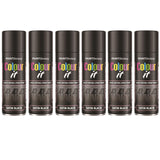 6X Paint Factory Black Satin Spray Paint 250ml