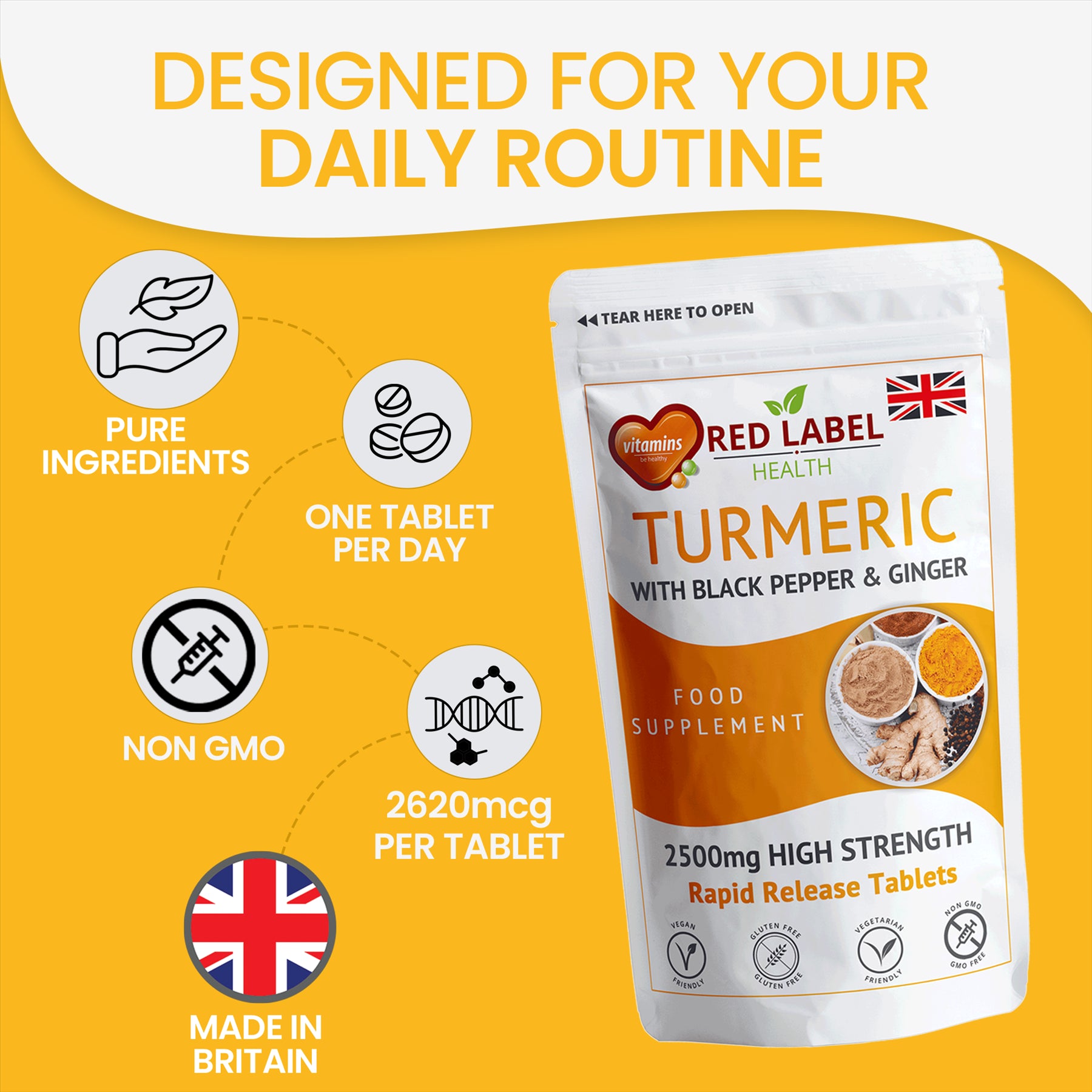 Turmeric with Black Pepper & Ginger 400 Tablets - 2620mg
