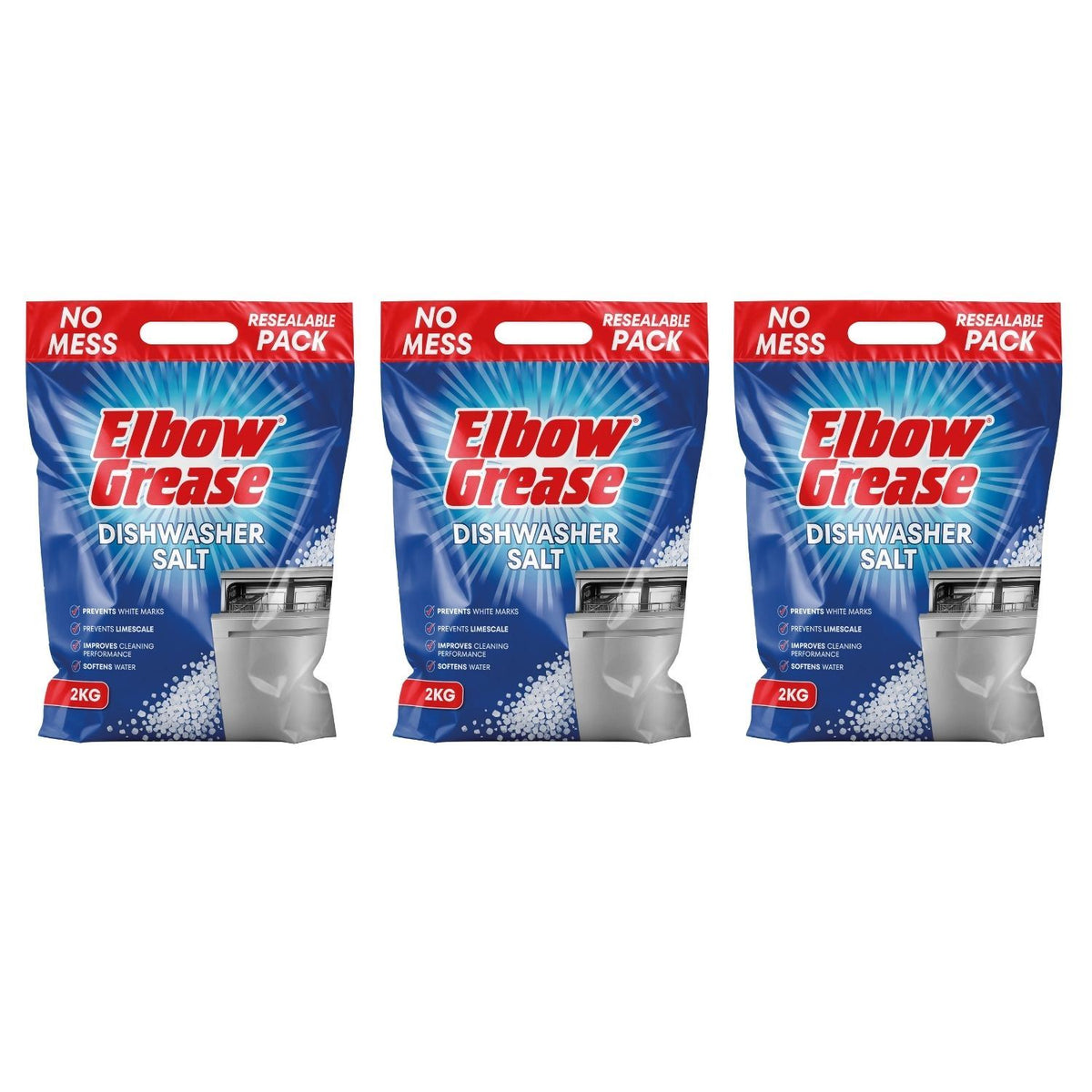 3X - Elbow Grease Dishwasher Salt 2Kg