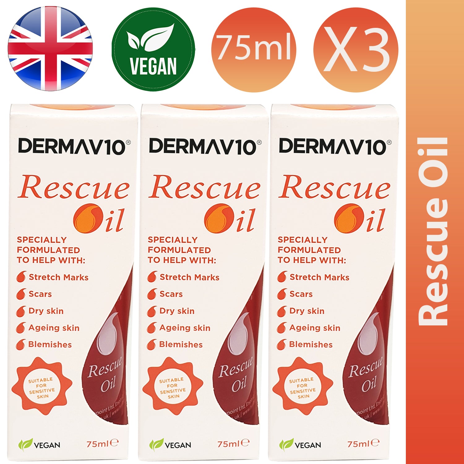 3X Rescue Oil 75ml Rescue Oil