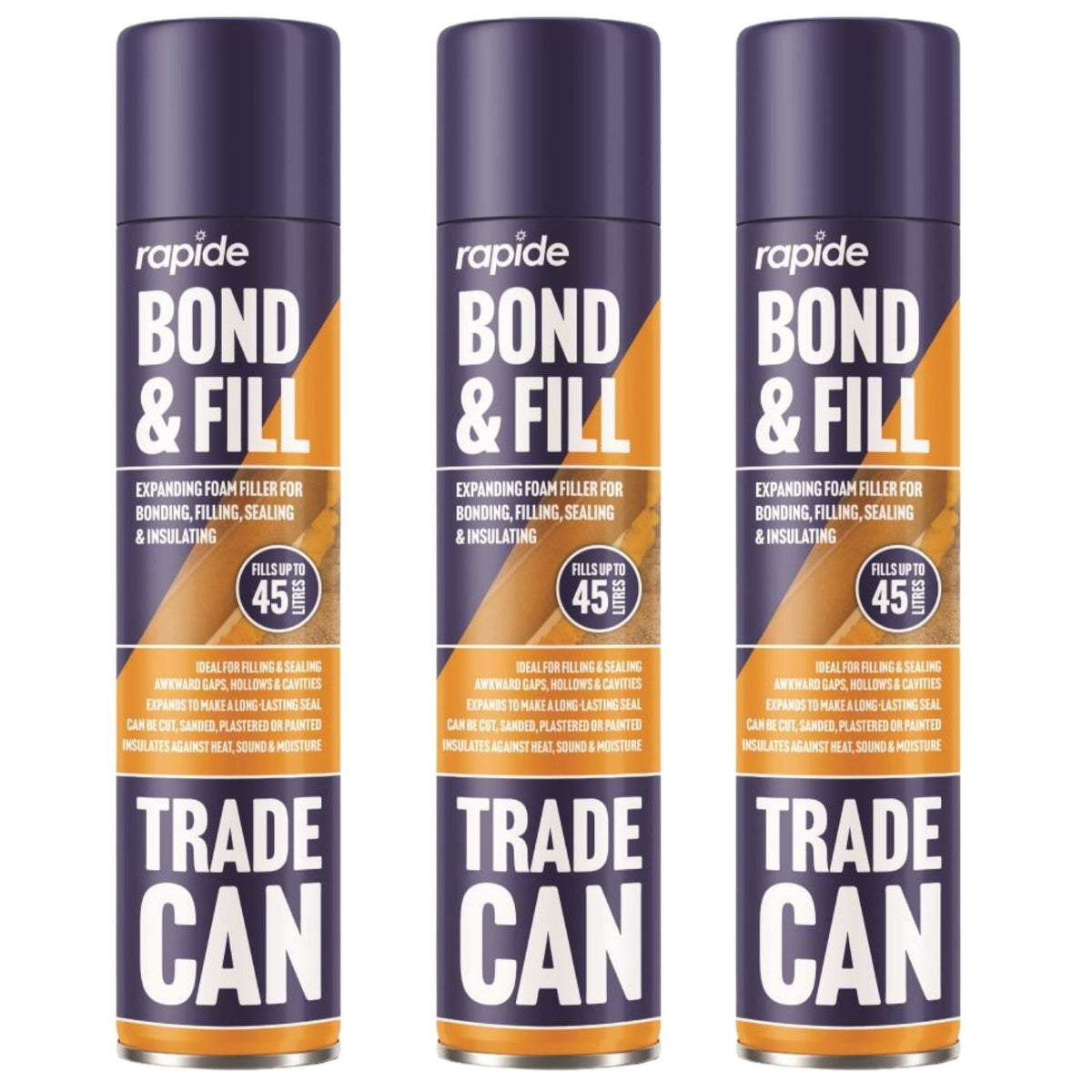 3X - Rapide Expanding Foam Pu Bond And Fill Spray 750ml