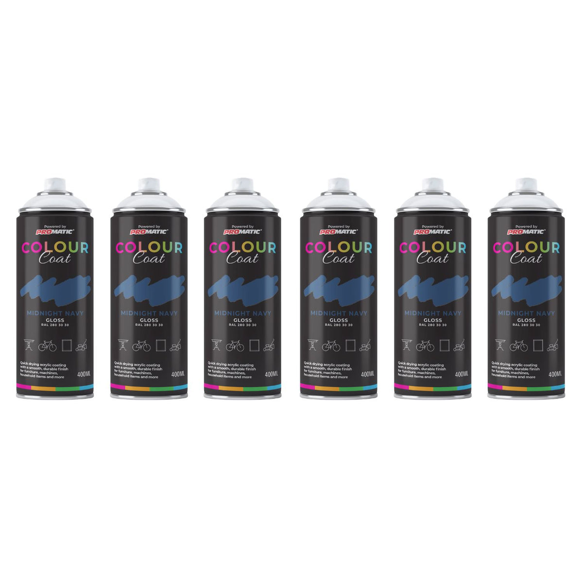 6X Midnight Navy RAL 280 30 30 Gloss Spray Paint 400ml