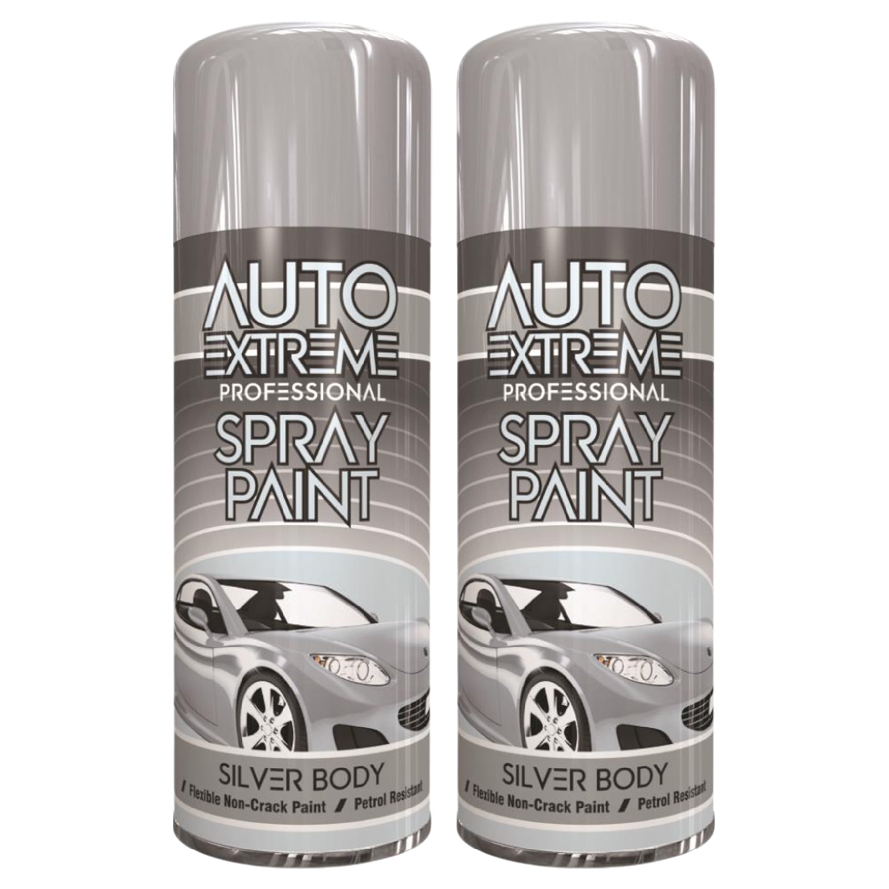 2X Auto Extreme Silver Spray Paint 400ml Spray Paint