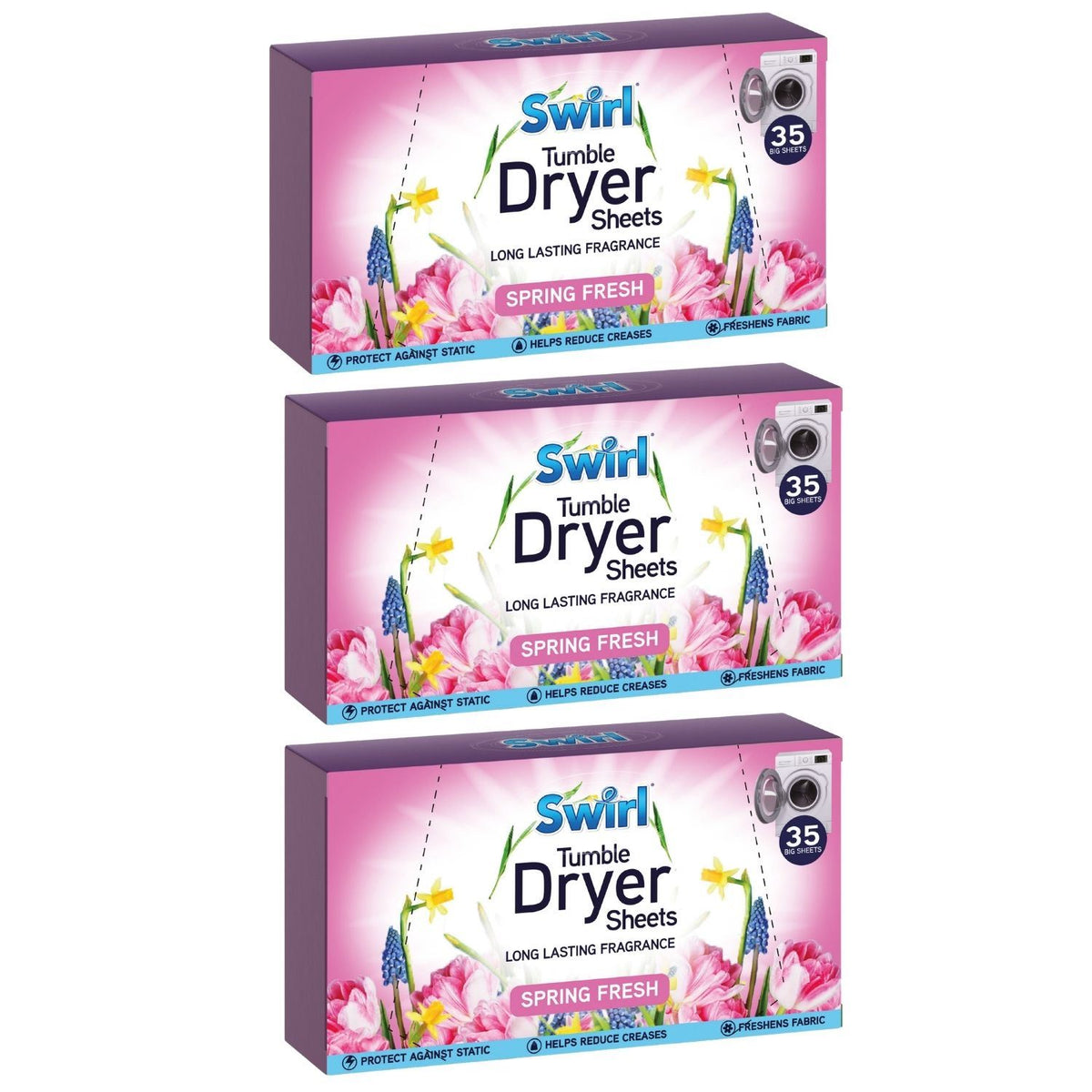 3X - Swirl Tumble Dryer Sheets Spring 35Pk