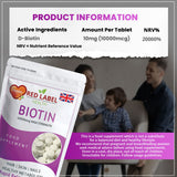 Biotin 10mg - 180 Tablets Biotin