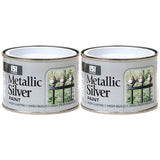 2X Metallic Silver Paint Tin 180ml Tin Paint