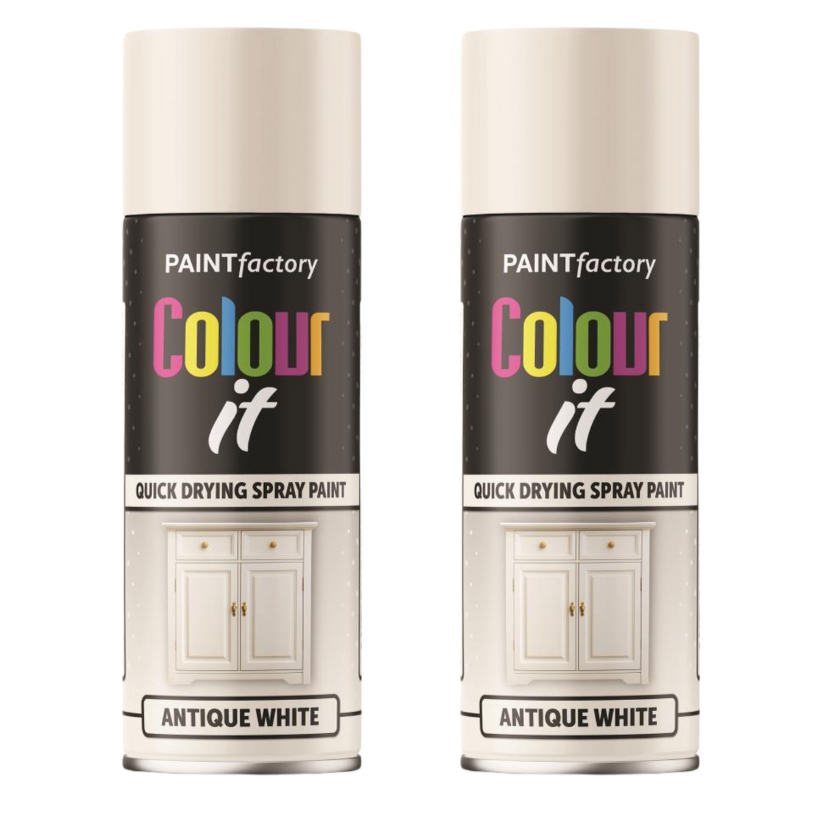 2X Paint Factory Antique White Gloss Spray Paint 400ml