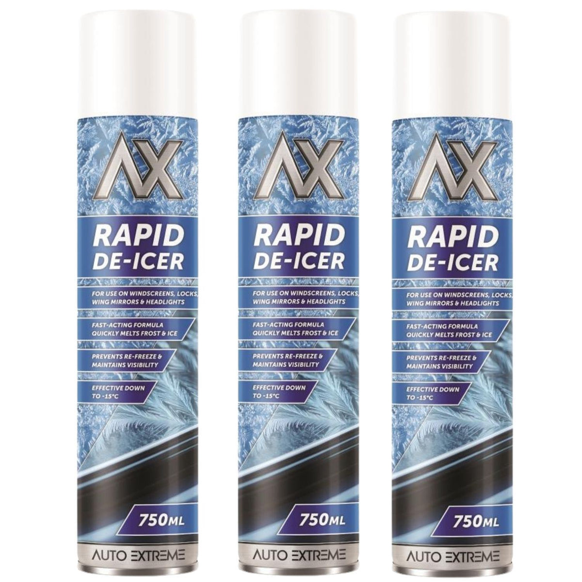 3X - Auto Extreme Fridge Freezer De-Icer Spray 750ml