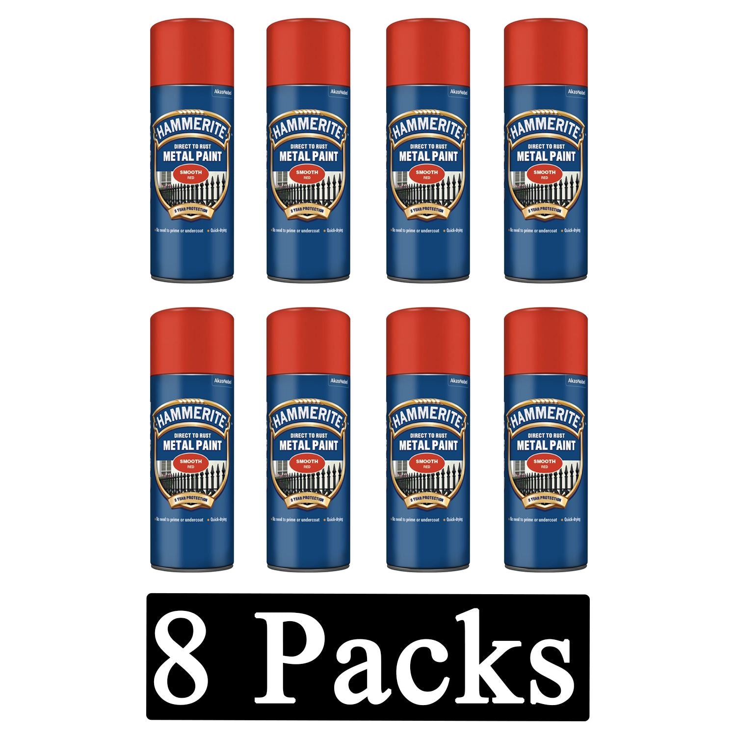 8X Hammerite Smooth Red Spray Paint 400ml Spray Paint