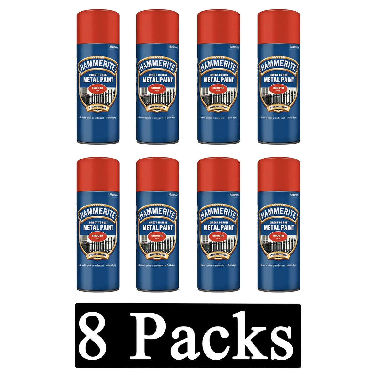 8X Hammerite Smooth Red Spray Paint 400ml Spray Paint