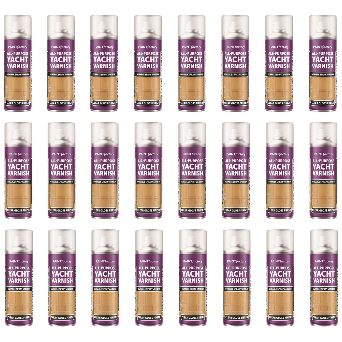 24X - Paint Factory Clear Yacht Varnish Spray 250ml - 7128