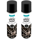 2X Overlay Satin Black Auto Professional Spray Paint 250ml