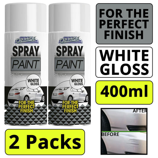 2X - Gloss White Car Spray 400ml