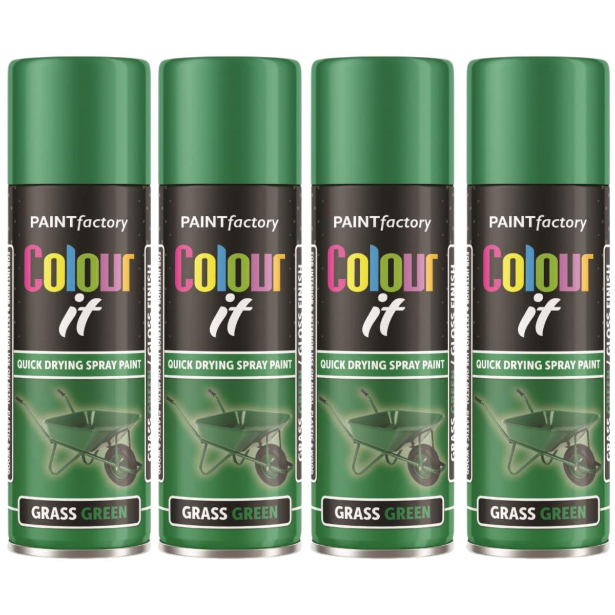 4X Grass Green Gloss Spray Paint 250ml
