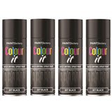 4X Paint Factory Jet Black Gloss Spray Paint 400ml