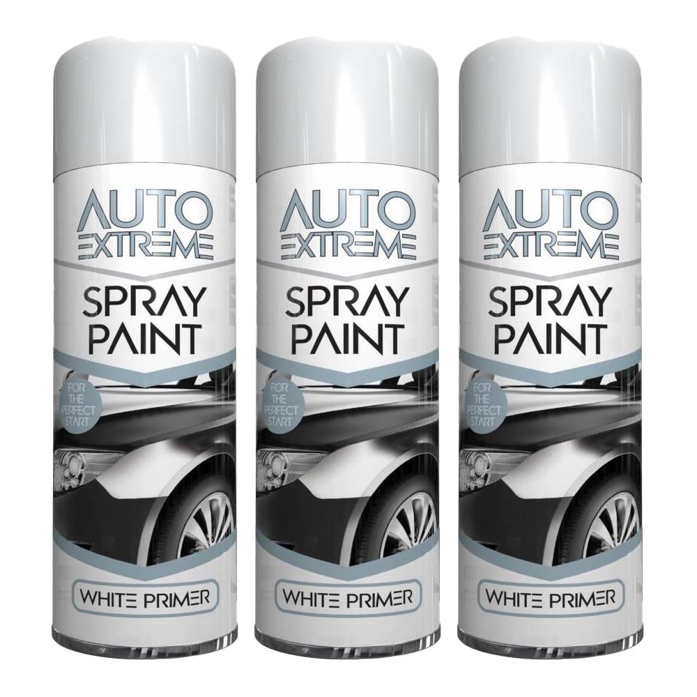 3X White Primer Auto Spray Paint 250ml