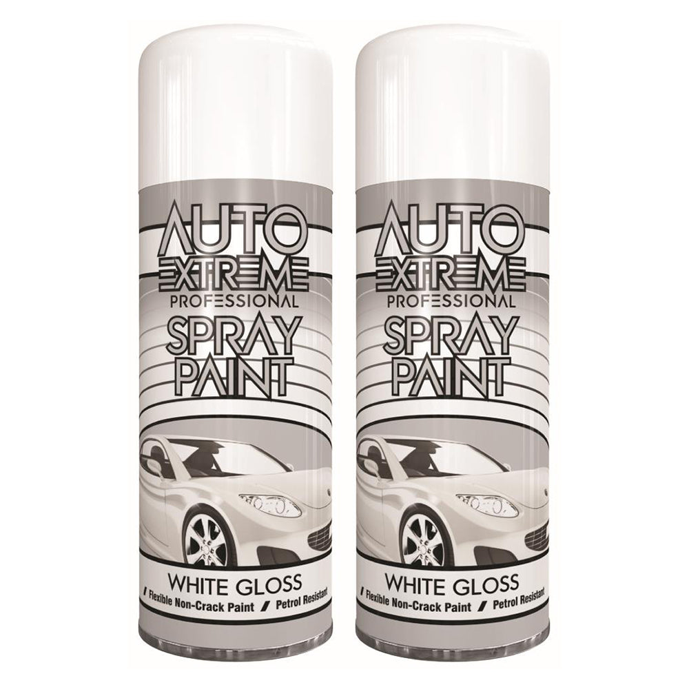 2X Auto Extreme White Gloss Spray Paint 400ml Spray Paint
