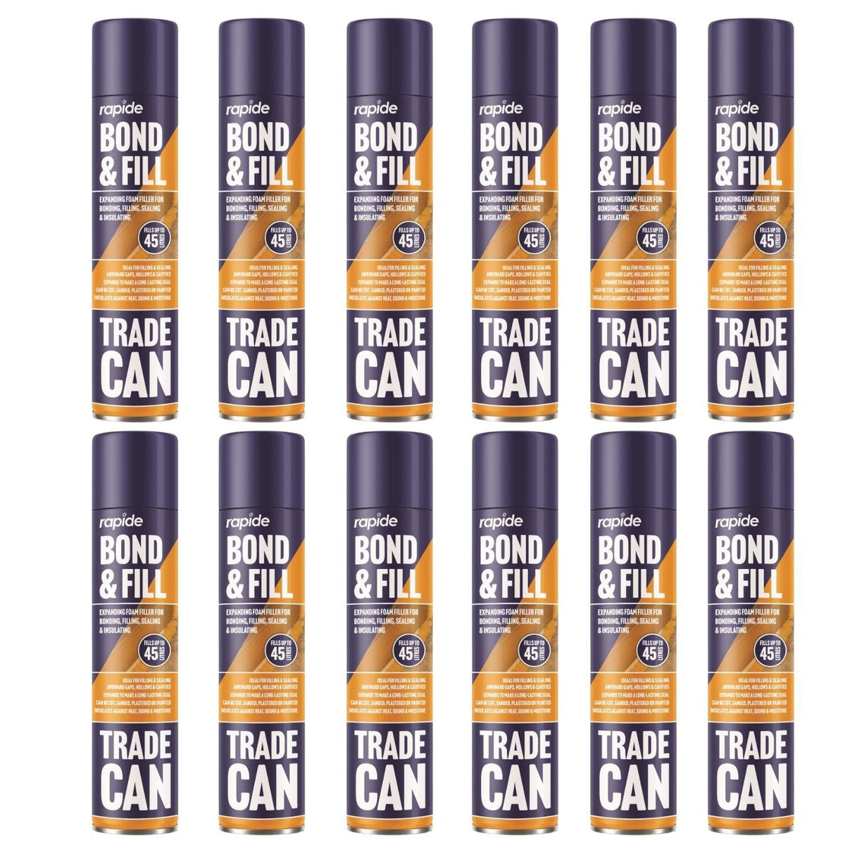 12X - Rapide Expanding Foam Pu Bond And Fill Spray 750ml