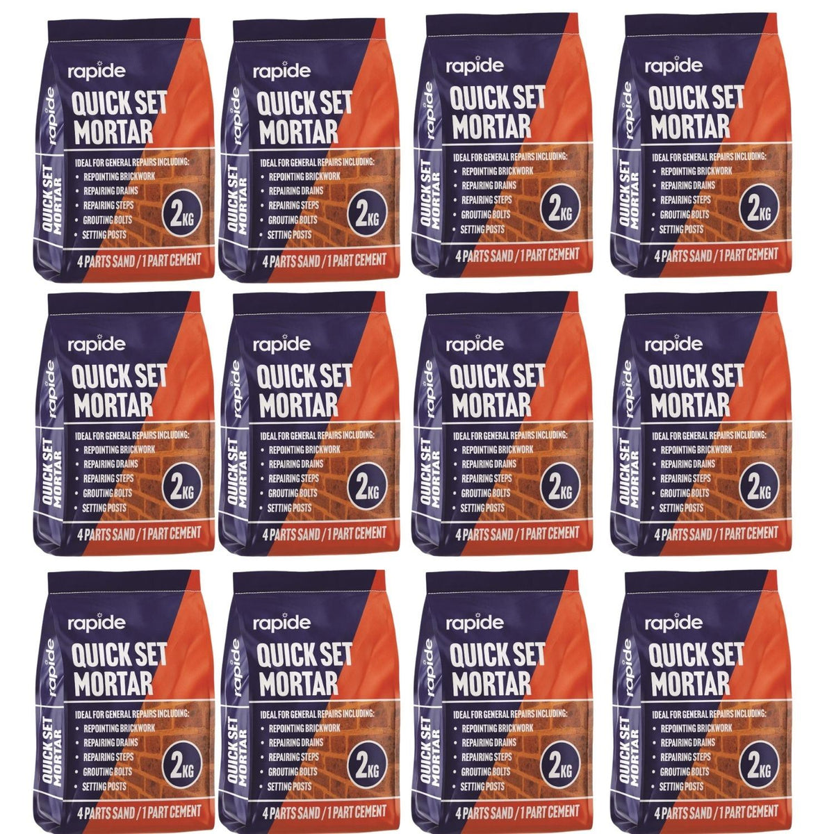12X - Rapide Ready Mixed Concrete Mortar Bag 2Kg