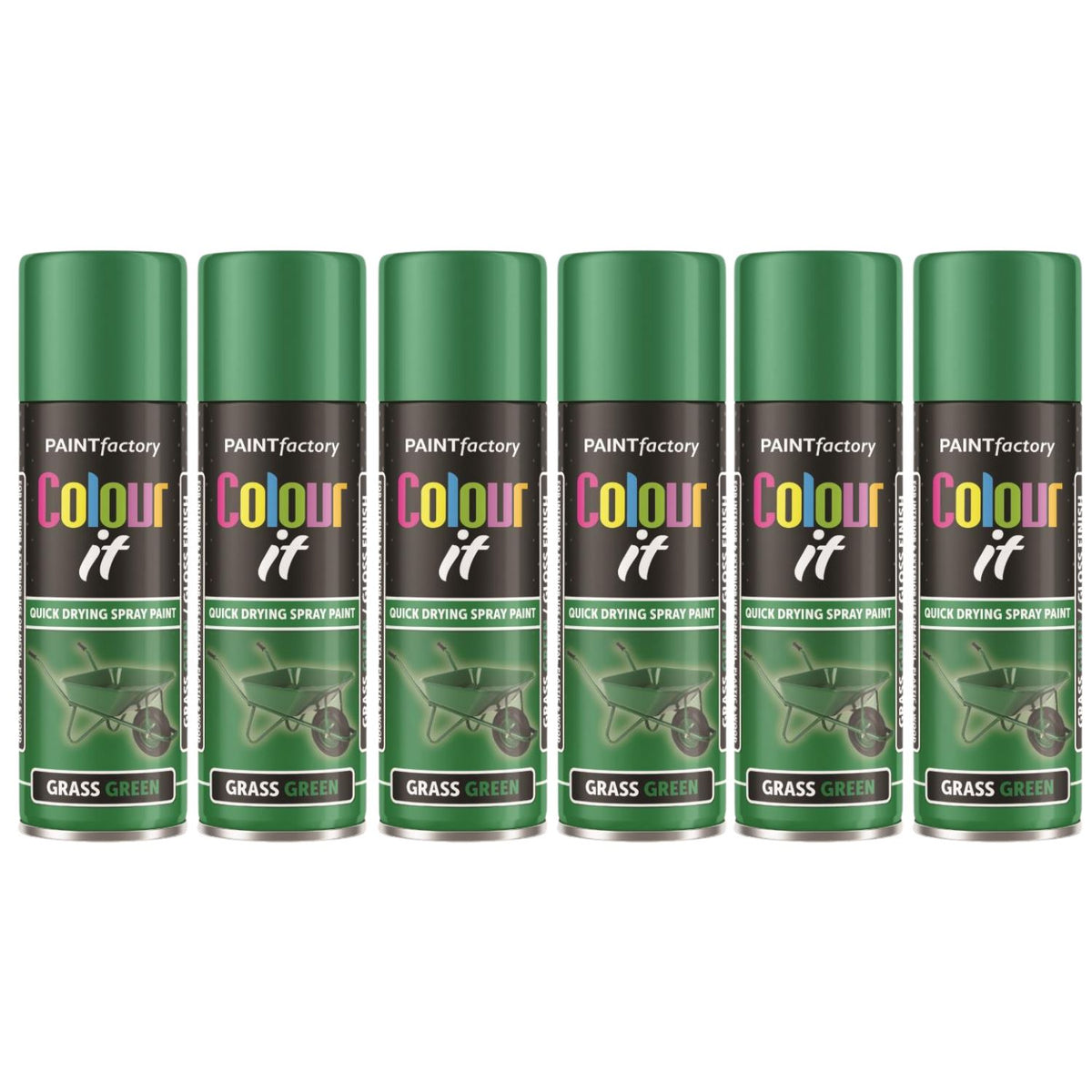 6X Grass Green Gloss Spray Paint 250ml