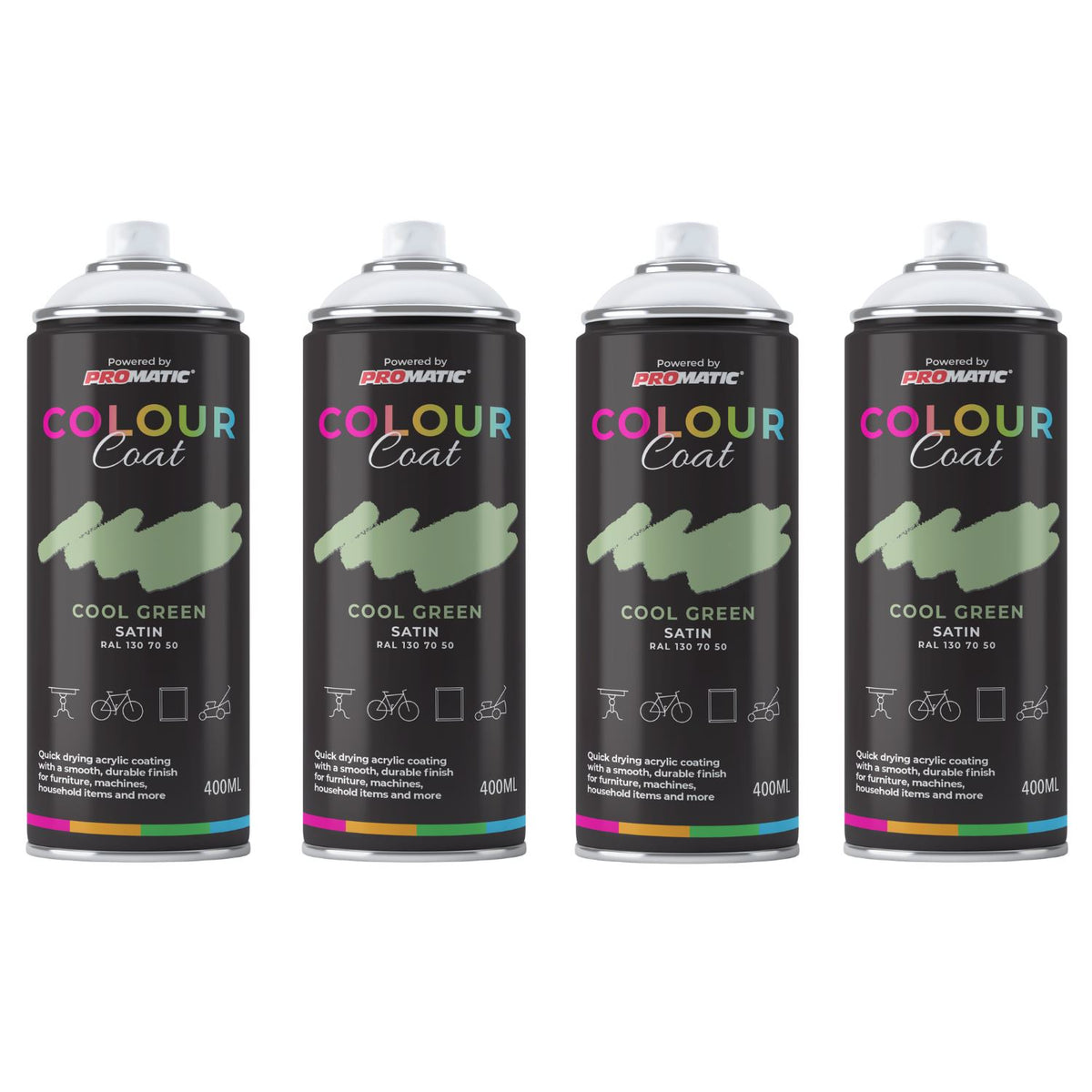 4X Cool Green RAL 130 70 50 Satin Spray Paint 400ml