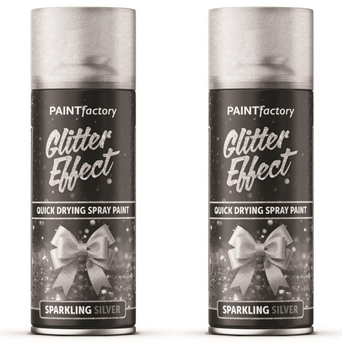 2X - Paint Factory Silver Glitter Effect Spray Paint 400ml