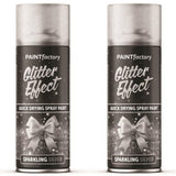 2X - Paint Factory Silver Glitter Effect Spray Paint 400ml