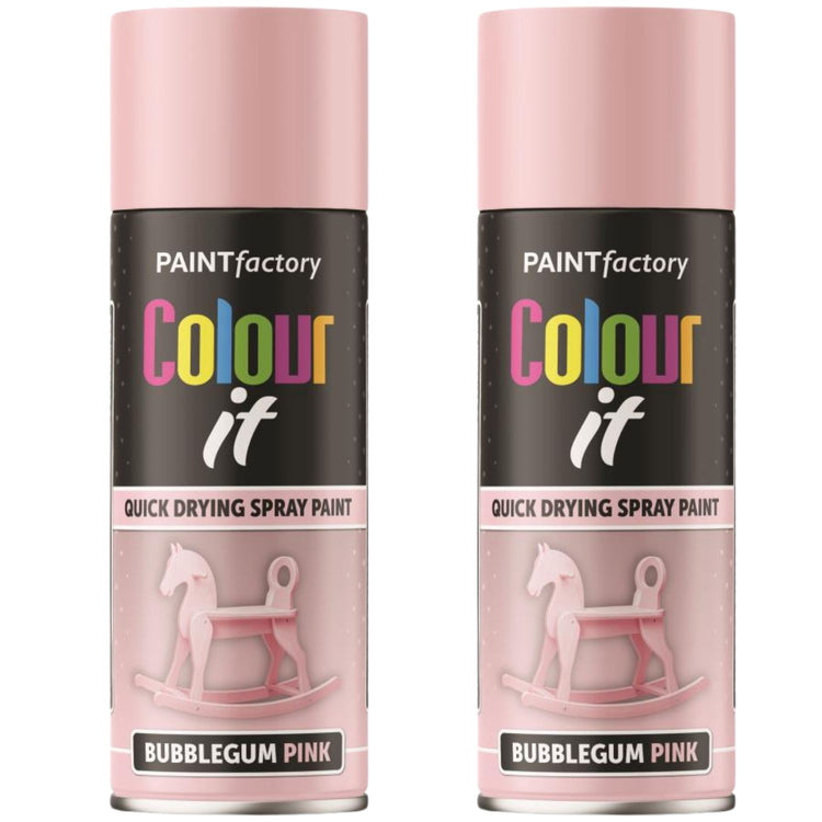 2X Paint Factory Bubblegum Pink Gloss Spray Paint 400ml