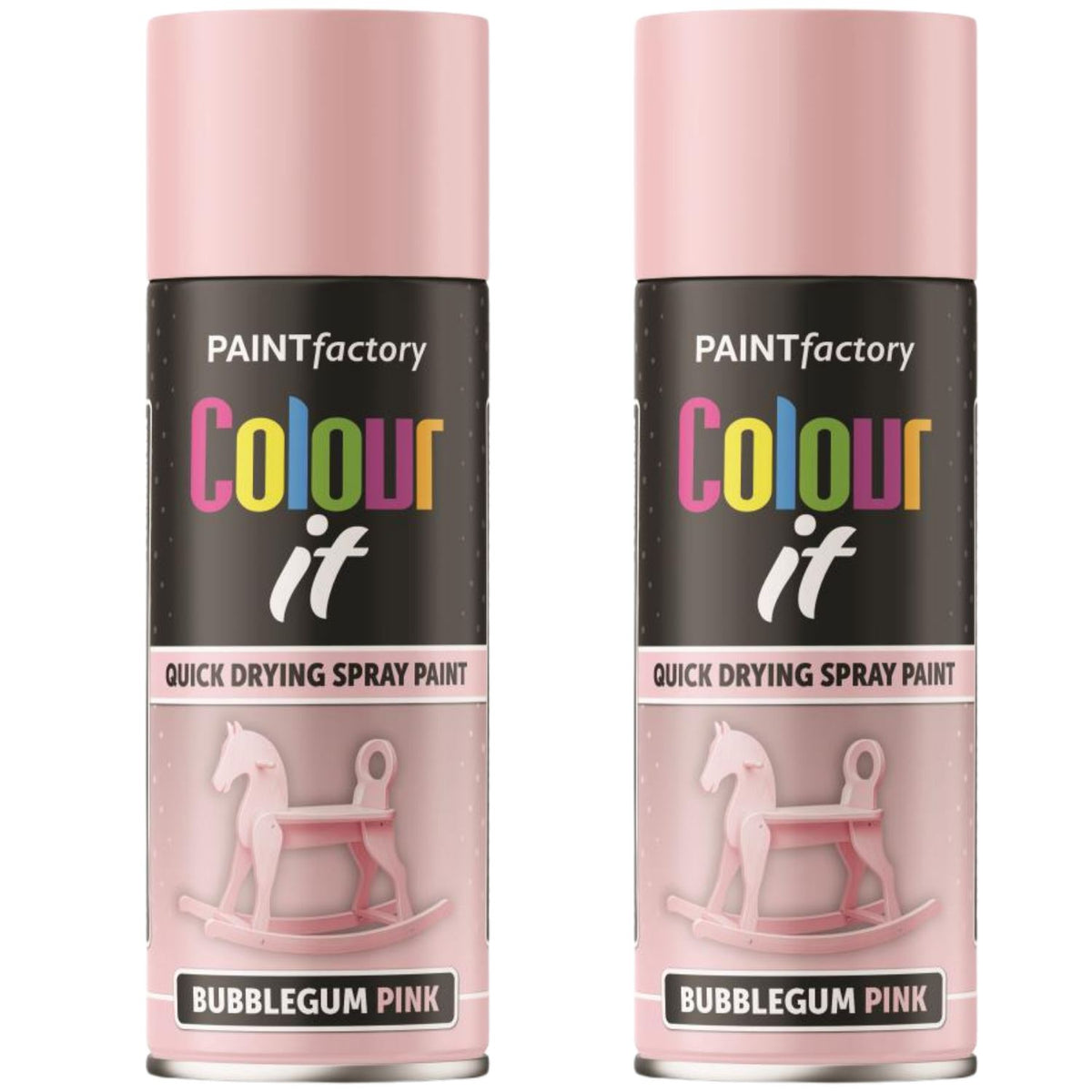 2X Paint Factory Bubblegum Pink Gloss Spray Paint 400ml