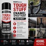 6X Paint Factory Tough Stuff Enamel Black Matt 400ml