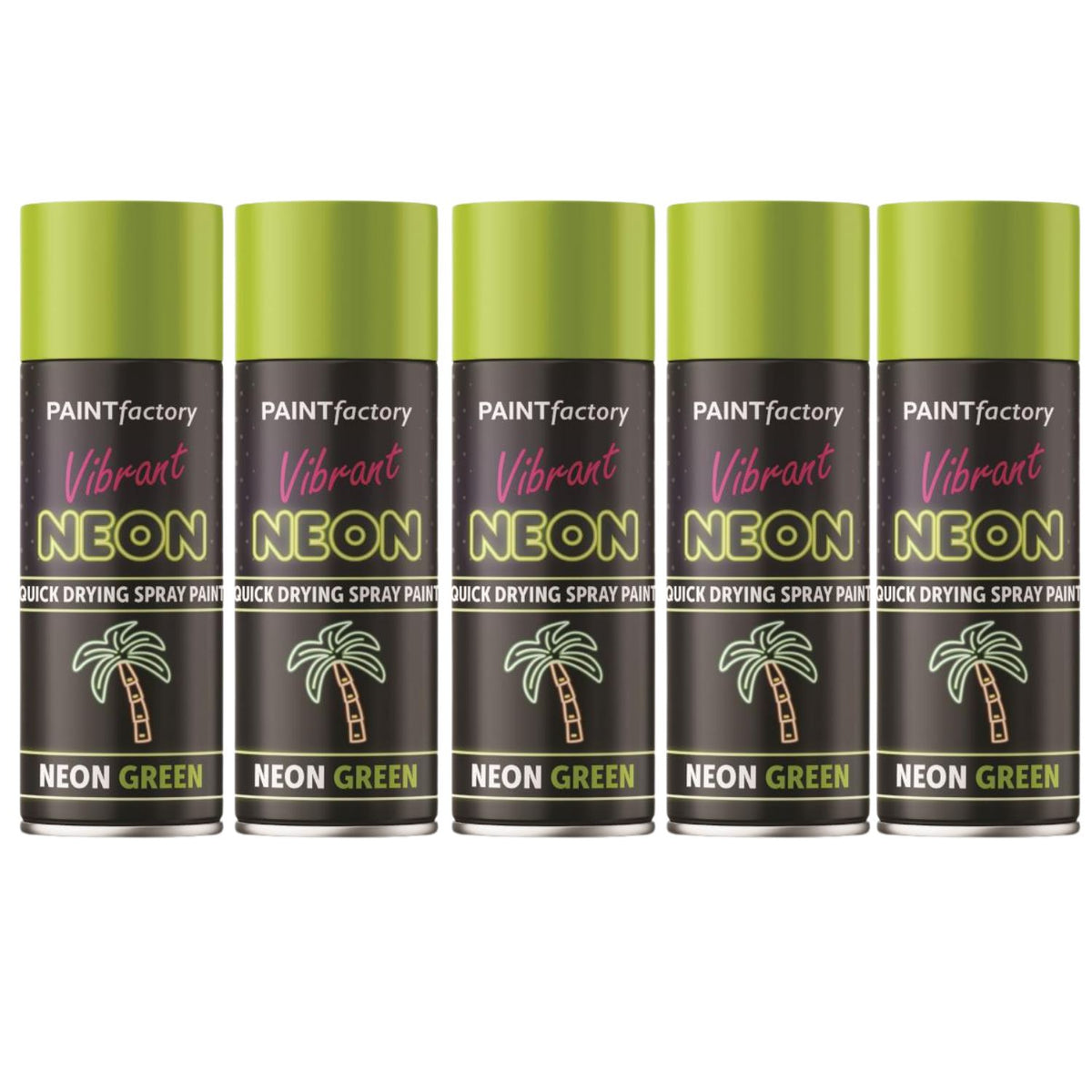 5X Paint Factory Fluorescent Neon Green Spray Paint 200ml
