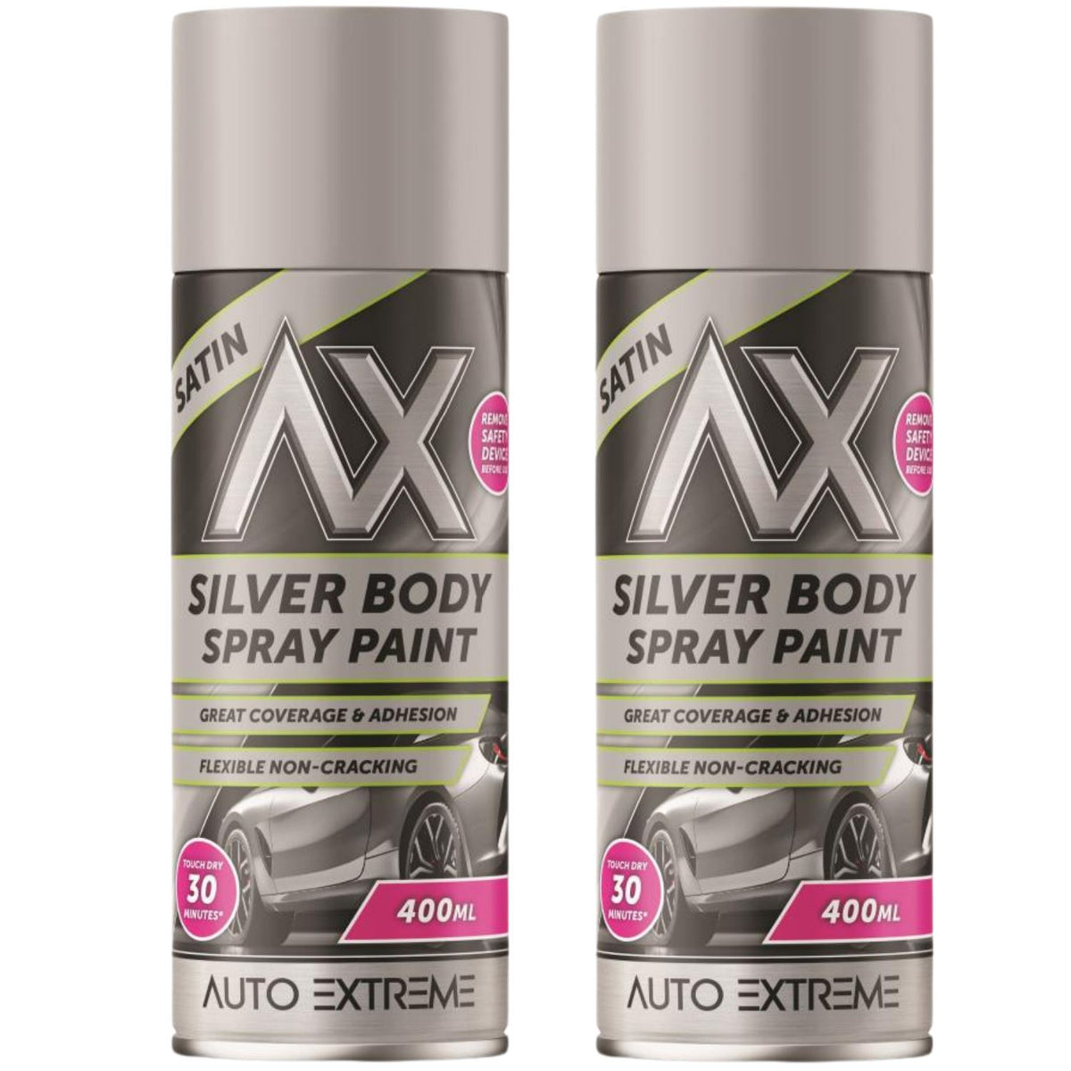 2X Auto Extreme Silver Spray Paint 400ml