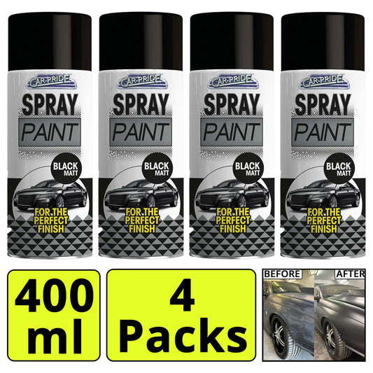 4X - Matt Black Car Spray 400ml