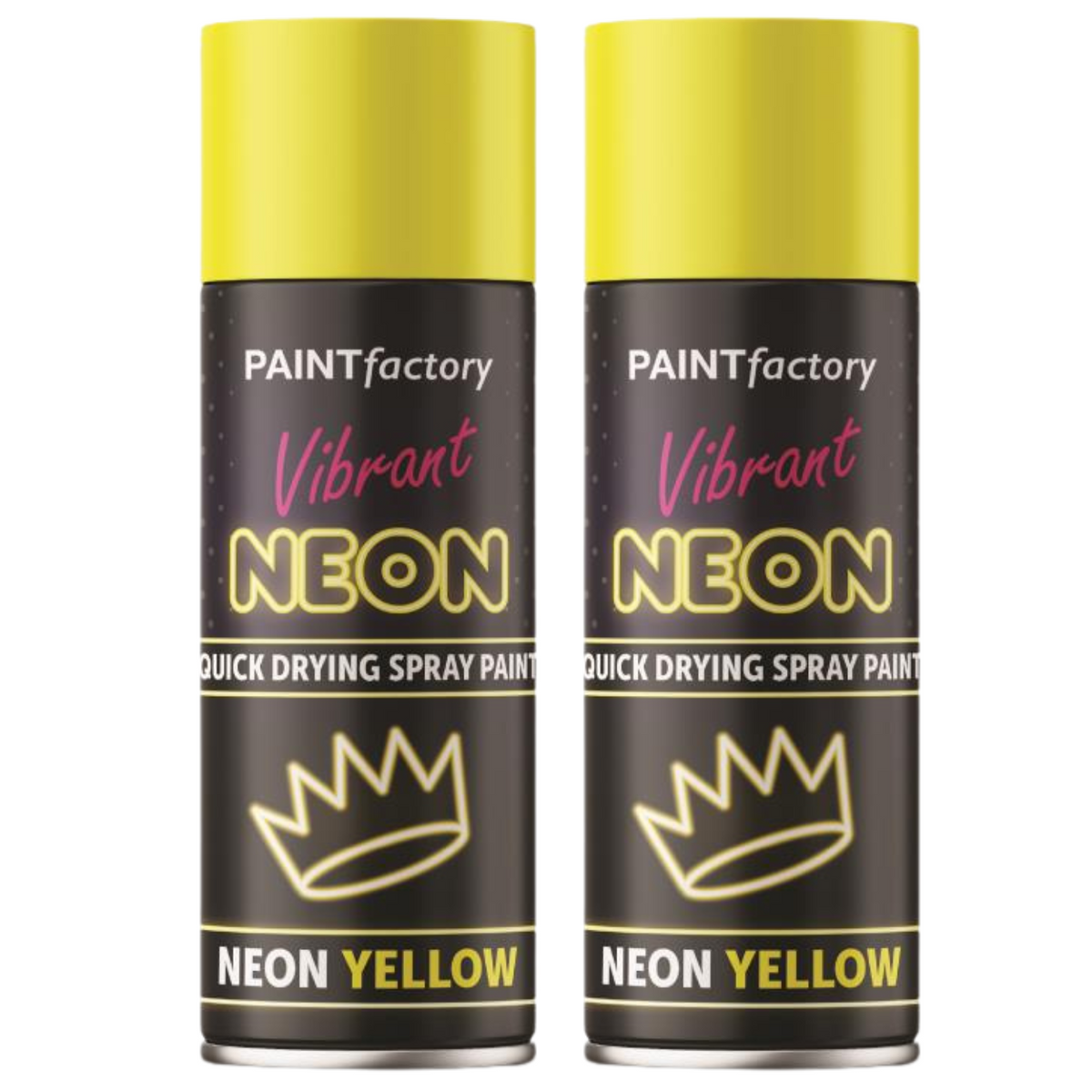 2X Paint Factory Fluorescent Neon Yellow Spray Paint 200ml