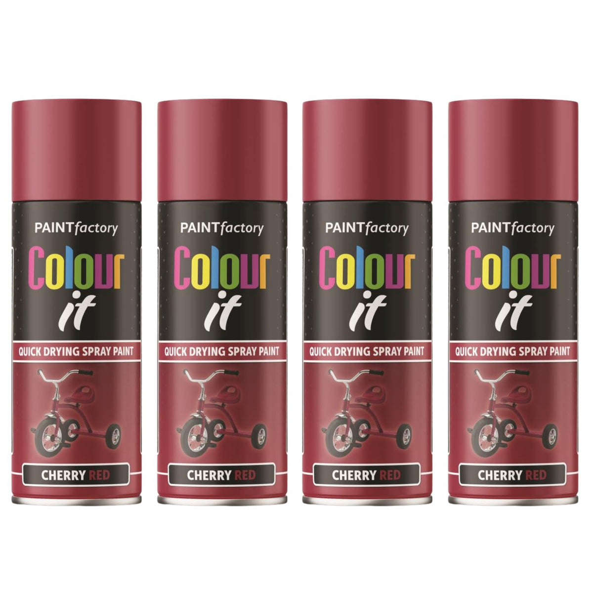 4X Paint Factory Cherry Red Gloss Spray Paint 400ml