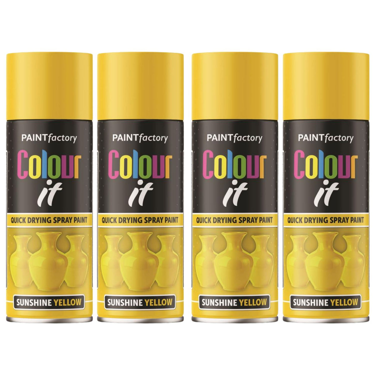 4X Paint Factory Sunshine Yellow Gloss Spray Paint 400ml