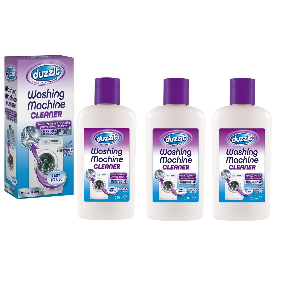 3X - Duzzit Washing Machine Cleaner Lavender 250ml