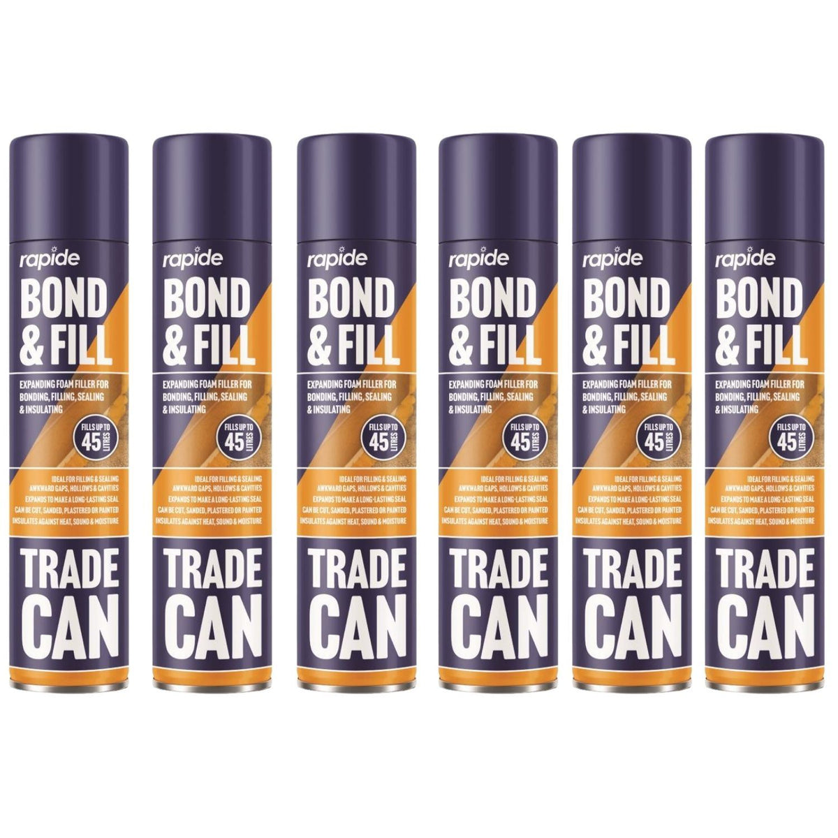 6X - Rapide Expanding Foam Pu Bond And Fill Spray 750ml