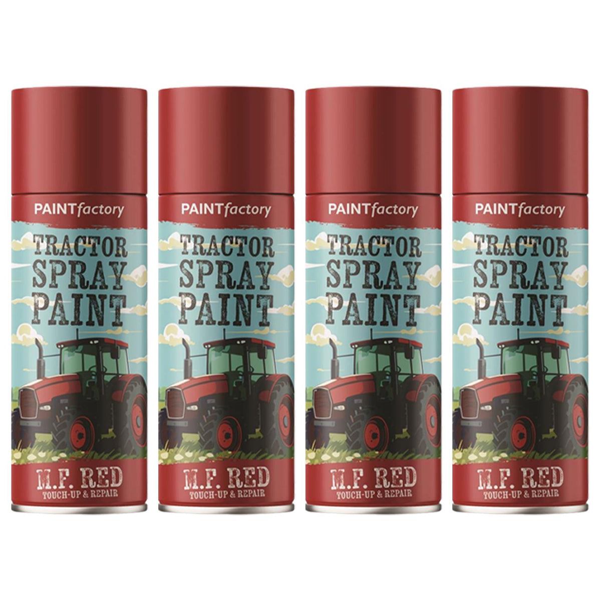 4X - Tractor Spray Paint Massey Ferguson Red 400ml Spray Paint