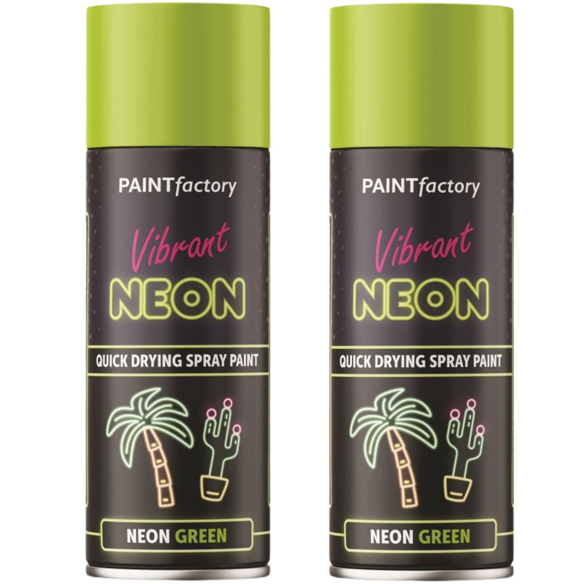 2X Paint Factory Neon Green Spray Paint 400ml